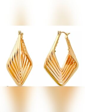 Gold-Tone Layered Diamond Hoop Earrings - Women's Jewelry